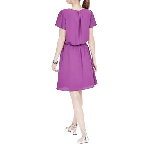 BANANA REPUBLIC Wrap Front Flutter Sleeve Dress Purple Size XS - Picture 3 of 10